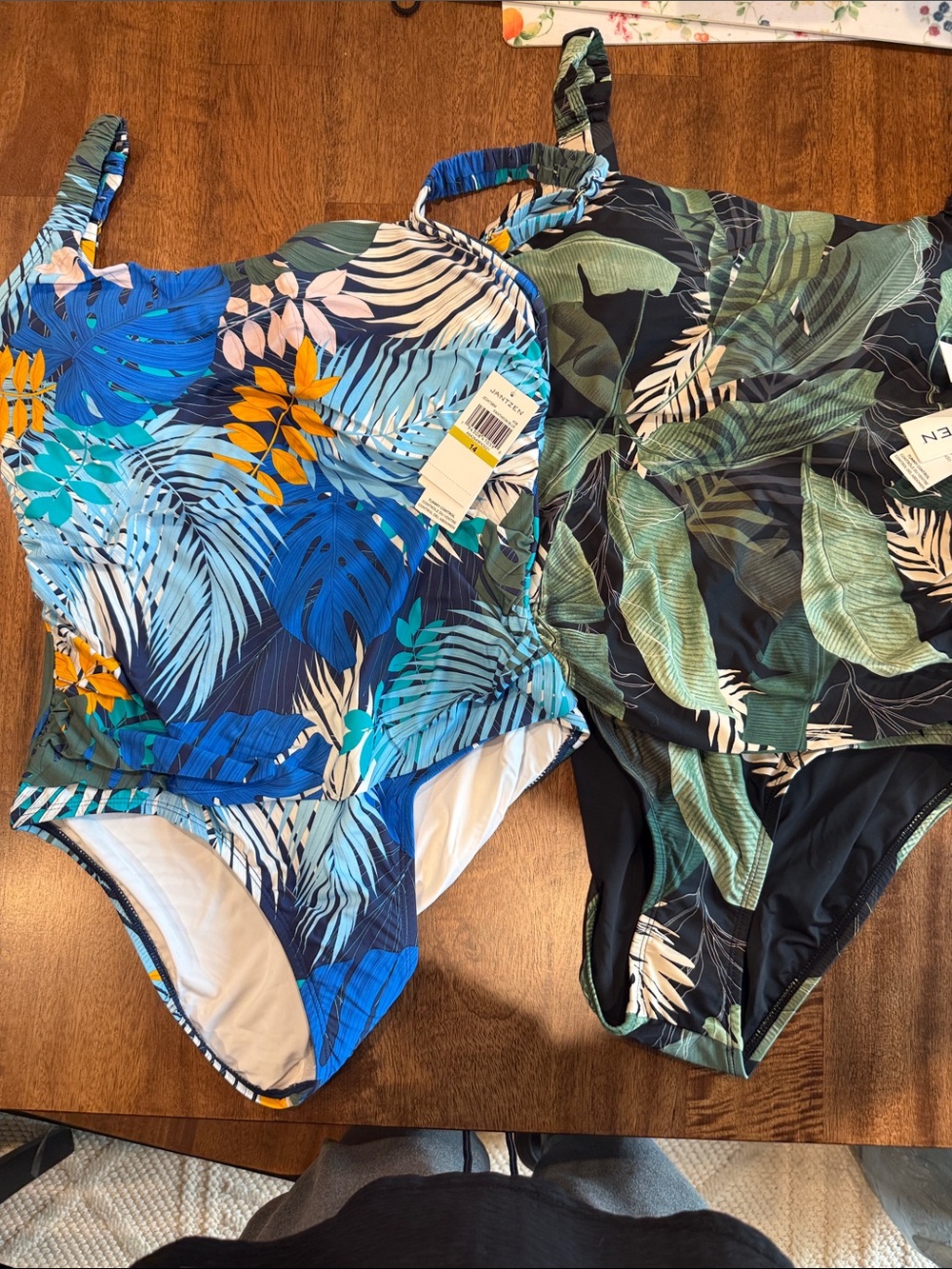 Bundle blue Tropical PrintBlue Palm one green leaf tropical print